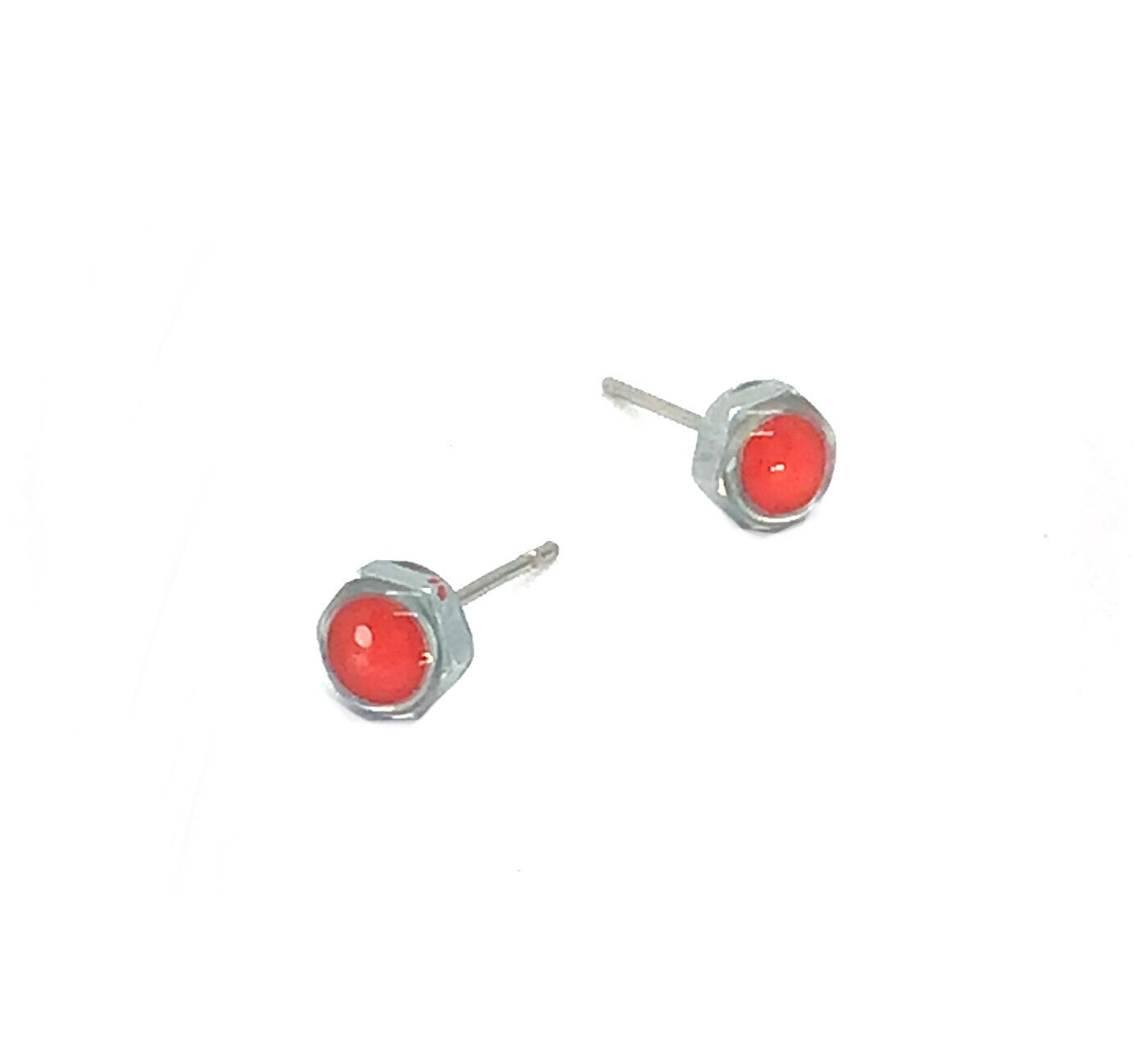 Metal nut earring studs