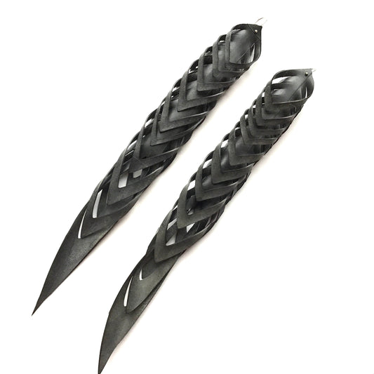 Upcycled Rubber Bicycle Inner Tube - Mega Long Feather Style Earrings