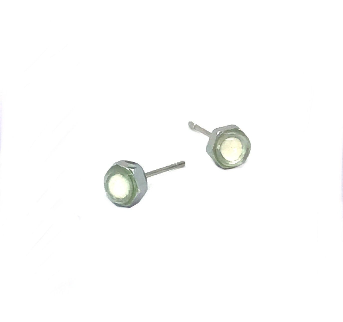 Metal nut earring studs