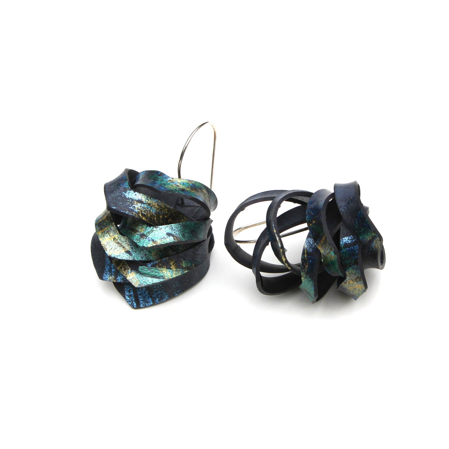 Painted bicycle inner tube earrings