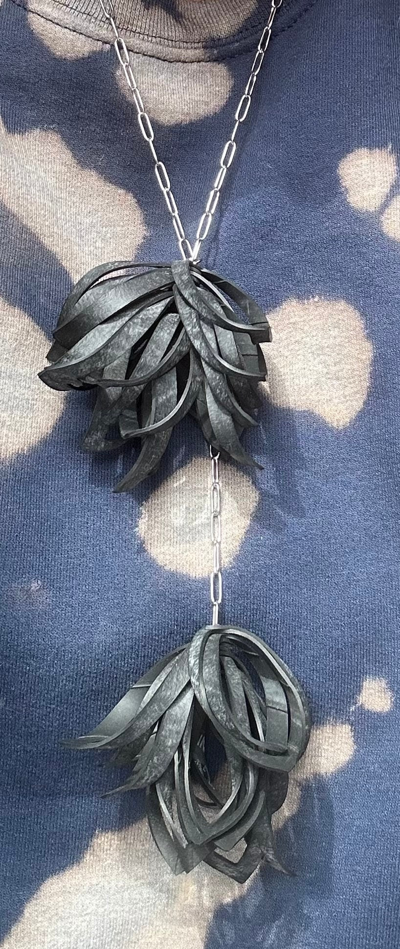 Upcycled bicycle inner tube 'tulip' statement earrings