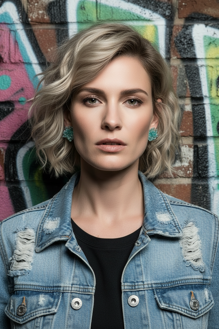 KTCD Upcycled Earrings - Blonde Denim Camden